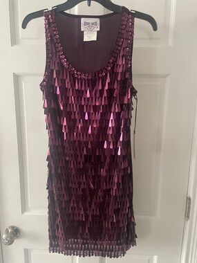 Plum Sequin Teardrop Mini Dress